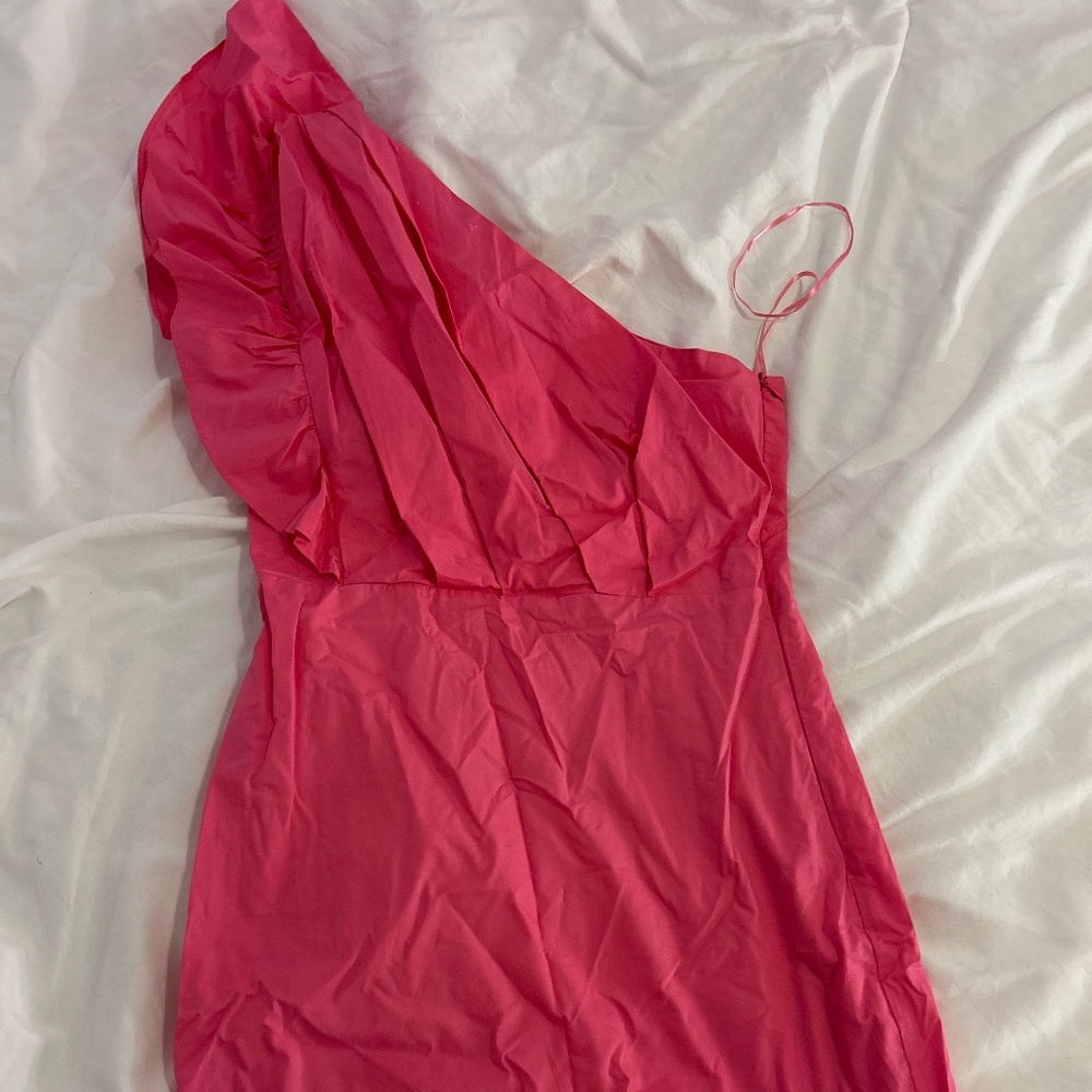 Pink ruffle hoco dress